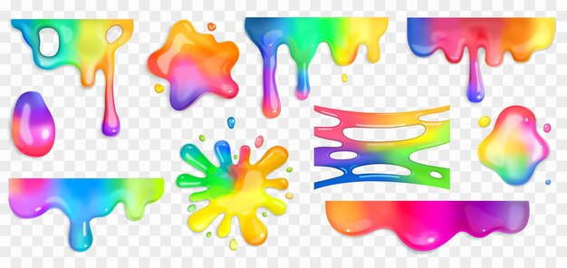 Iconos de limo multicolores realistas establecidos en la ilustración de vector aislado de fondo transparente