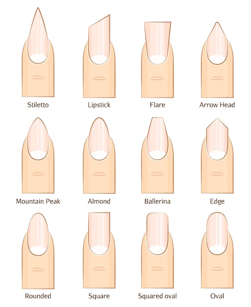 Iconos de línea de forma de uñas.