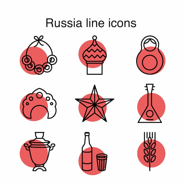 Iconos de línea de rusia