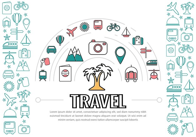 Iconos de línea de viaje