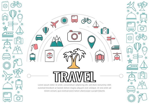 Iconos de línea de viaje