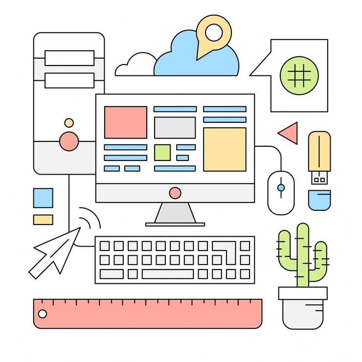 Vector gratuito iconos lineales acerca de negocios e internet