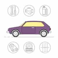 Vector gratuito iconos lineales de coche