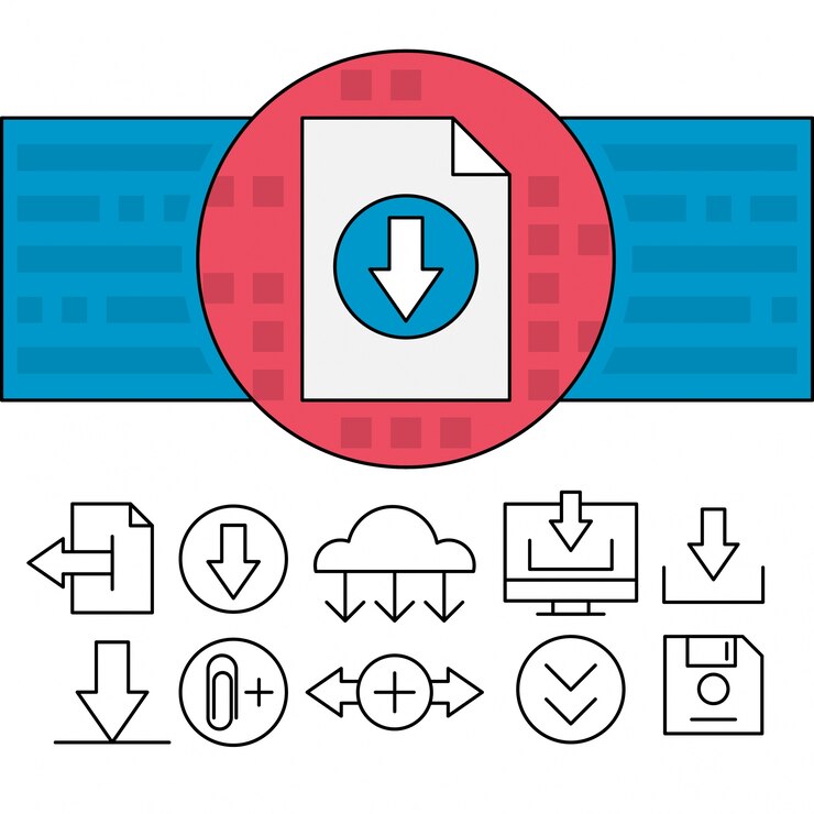 Vector gratuito iconos lineares de descarga