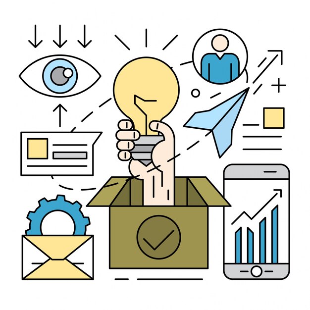 Iconos lineares de startups
