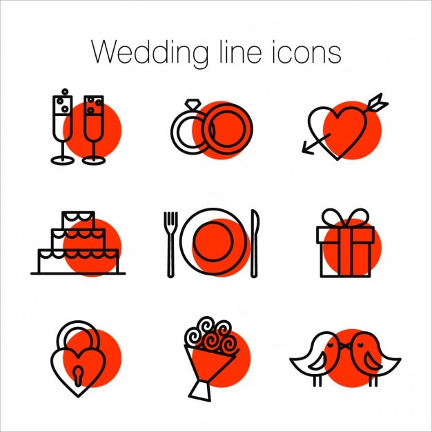 Vector gratuito iconos de líneas de boda
