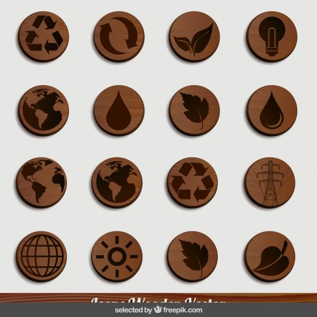 Vector gratuito iconos de madera naturaleza