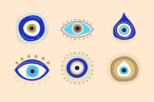 Iconos del mal de ojo dibujados a mano