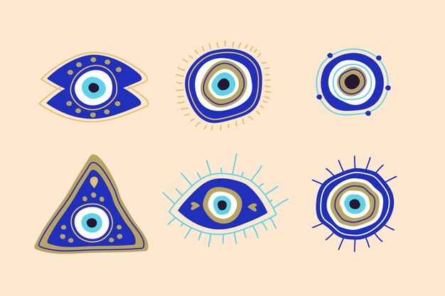 Iconos del mal de ojo dibujados a mano