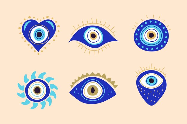 Iconos del mal de ojo dibujados a mano