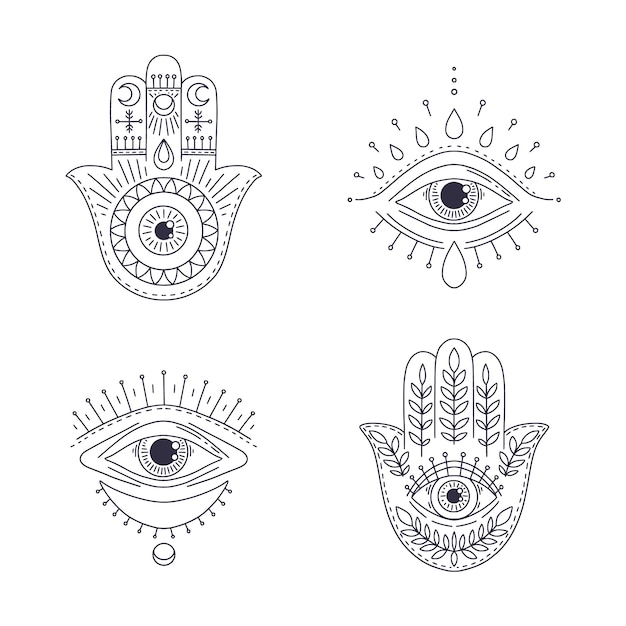 Vector gratuito iconos del mal de ojo dibujados a mano