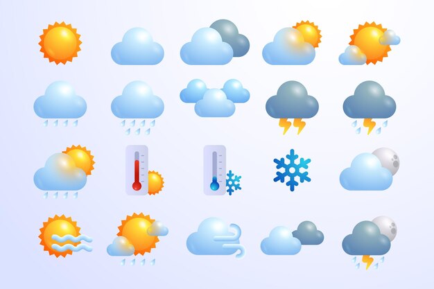 Iconos meteorológicos degradados para aplicaciones