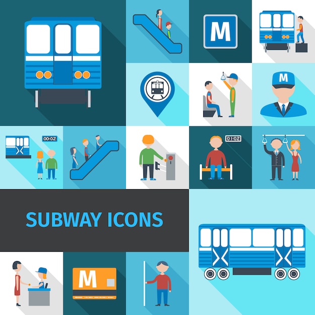Iconos de metro plana