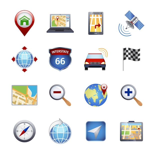 Vector gratuito iconos de navegación gps