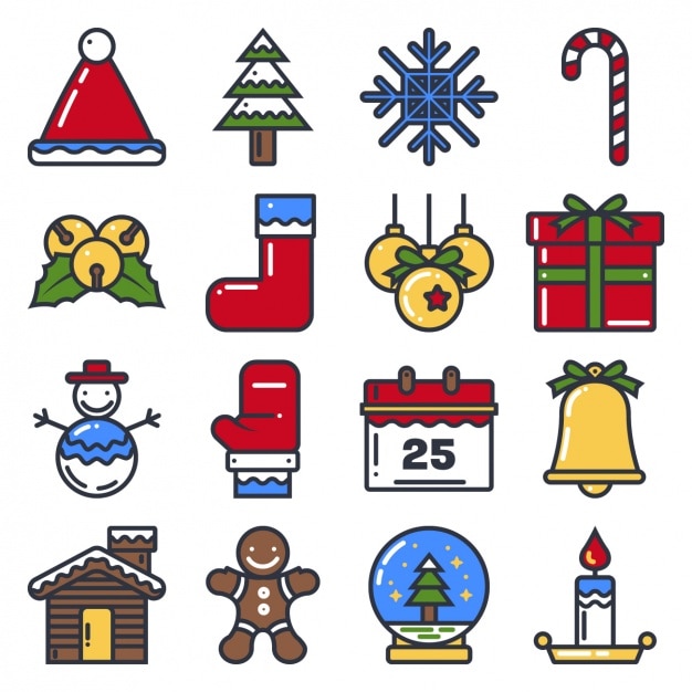 Vector gratuito iconos de navidad a color