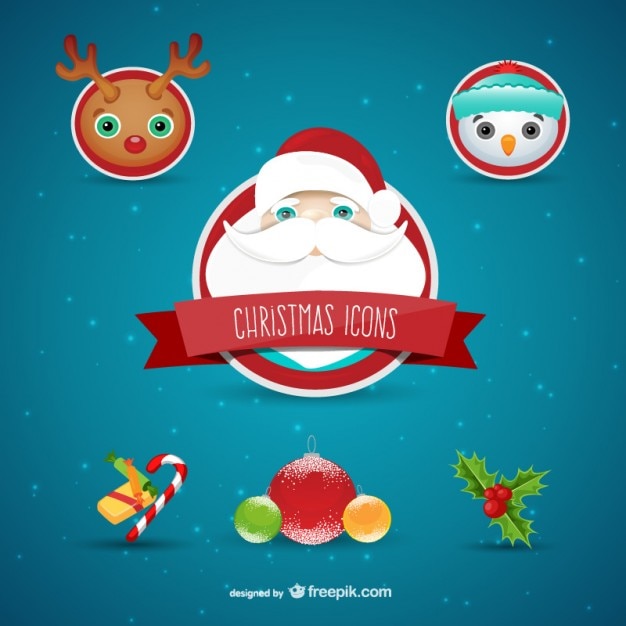 Vector gratuito iconos de navidad de colores