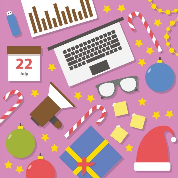 Iconos de negocio plana navidad
