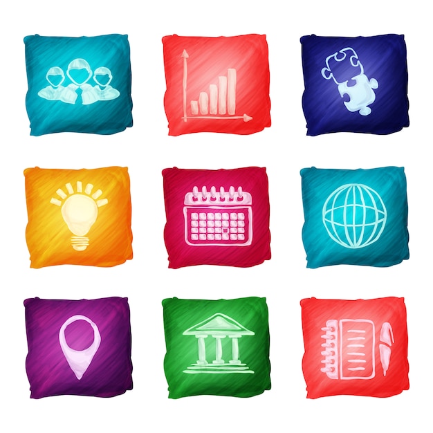 Iconos de negocios de acuarela