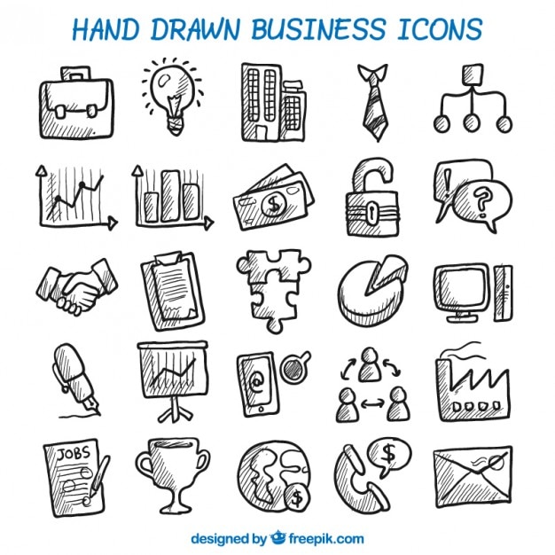 Iconos de negocios pintados a mano