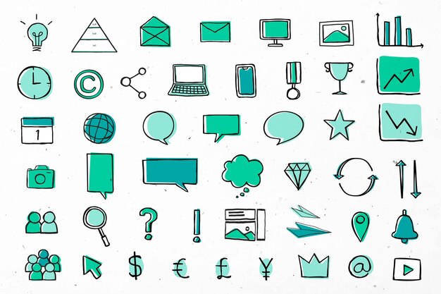 Iconos de negocios útiles para la comercialización de la colección verde