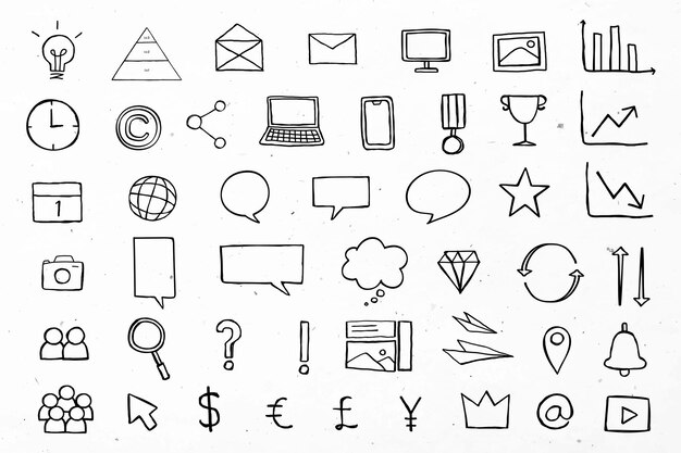 Iconos de negocios útiles para marketing colección negra