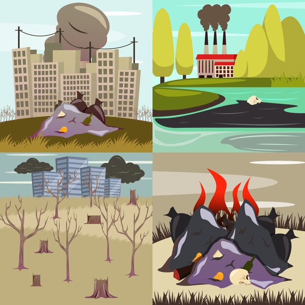 Iconos ortogonales de desastres hechos por el hombre