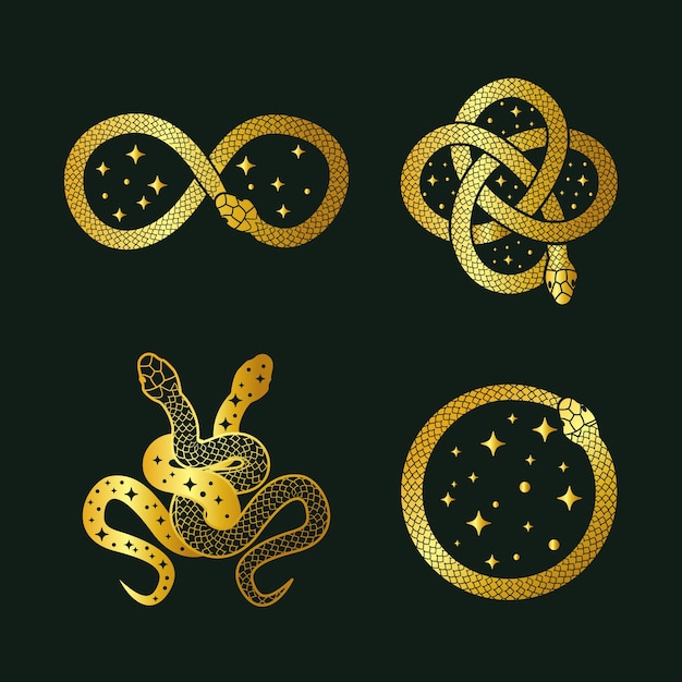 Vector gratuito iconos de ouroboros dibujados a mano