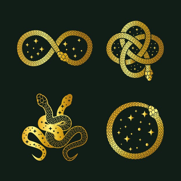 Iconos de ouroboros dibujados a mano