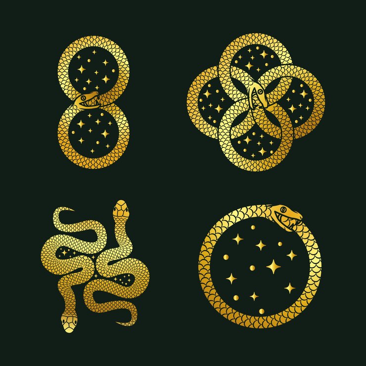 Vector gratuito iconos de ouroboros dibujados a mano