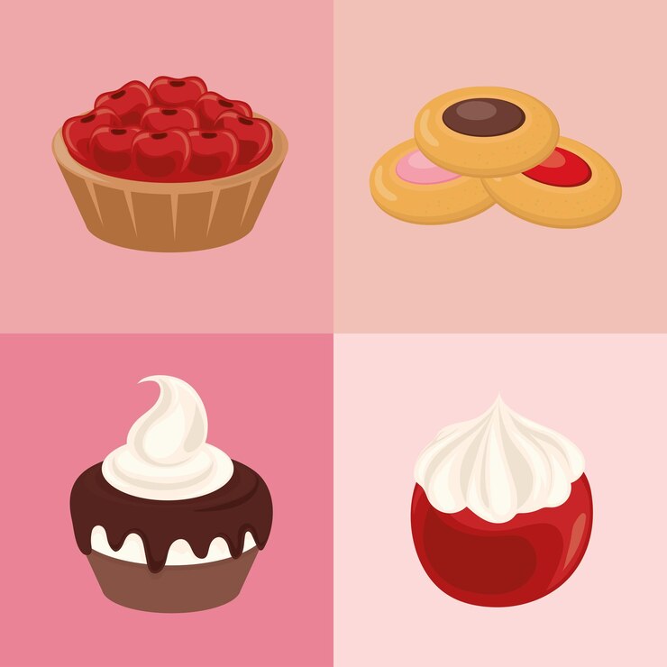 Vector gratuito iconos de pastelería de postre