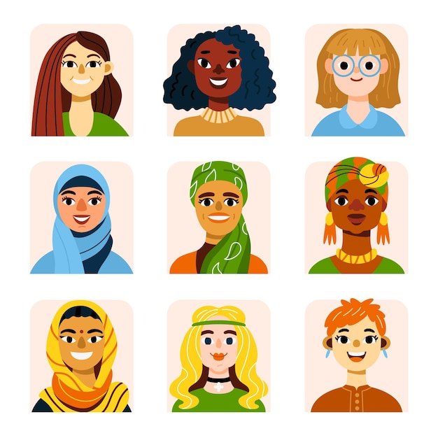 Iconos de perfil dibujados a mano