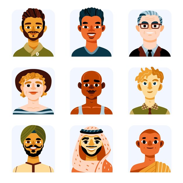Iconos de perfil dibujados a mano