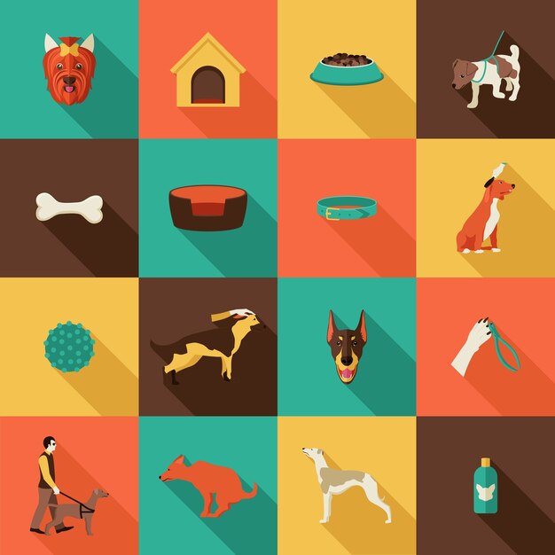 Iconos de perro planos