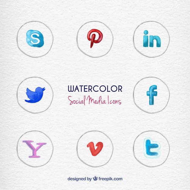 Vector gratuito iconos pintados a mano de redes sociales