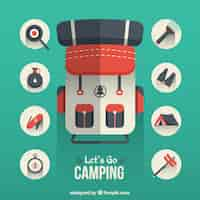 Vector gratuito iconos planos de camping