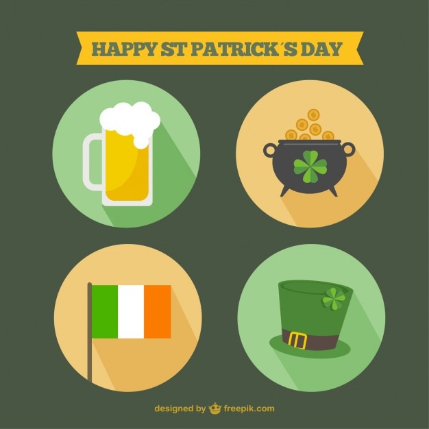 iconos planos del día de St Patrick feliz