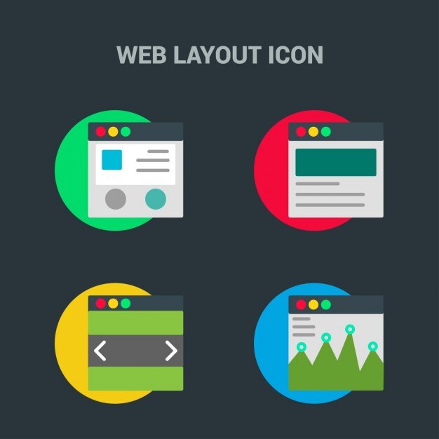 Iconos de plantilla web sobre fondo negro