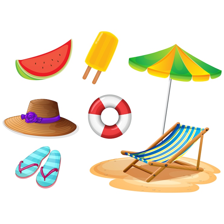 Vector gratuito iconos de playa y verano