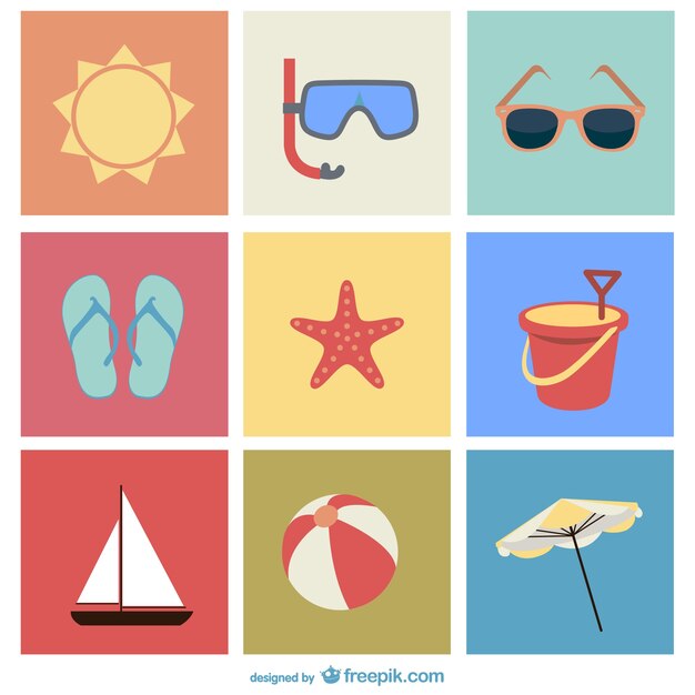 Iconos de playa y verano