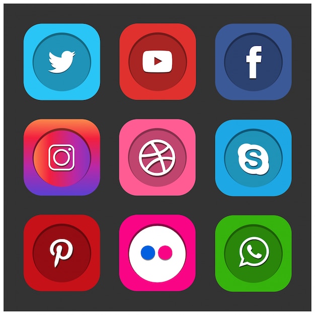 Vector gratuito iconos populares de redes sociales