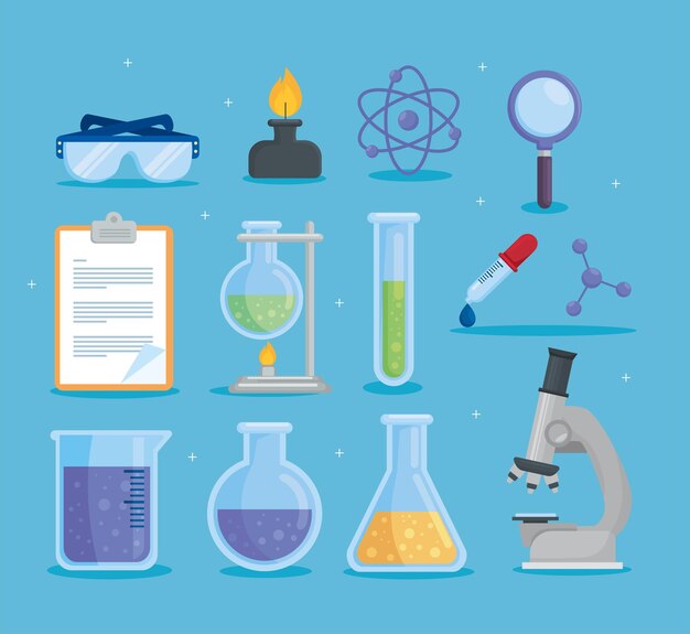 Iconos de química de laboratorio