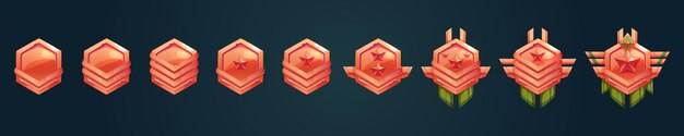Iconos de rango de juego insignias de nivel de bronce ui banners