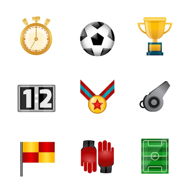 Vector gratuito iconos realistas de fútbol