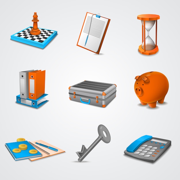 Vector gratuito iconos realistas de negocios