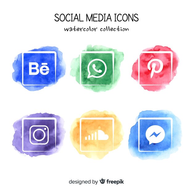 Iconos redes sociales acuarela