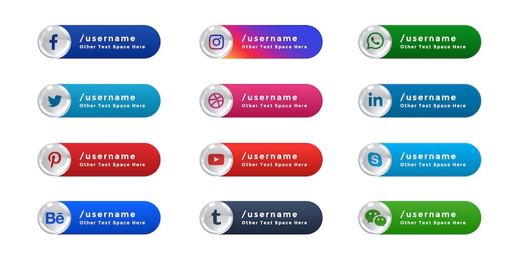 Vector gratuito iconos de redes sociales banner web tercer conjunto inferior