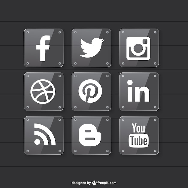 Iconos de redes sociales con fondo transparente