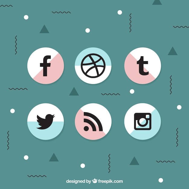 Vector gratuito iconos de redes sociales geométricas