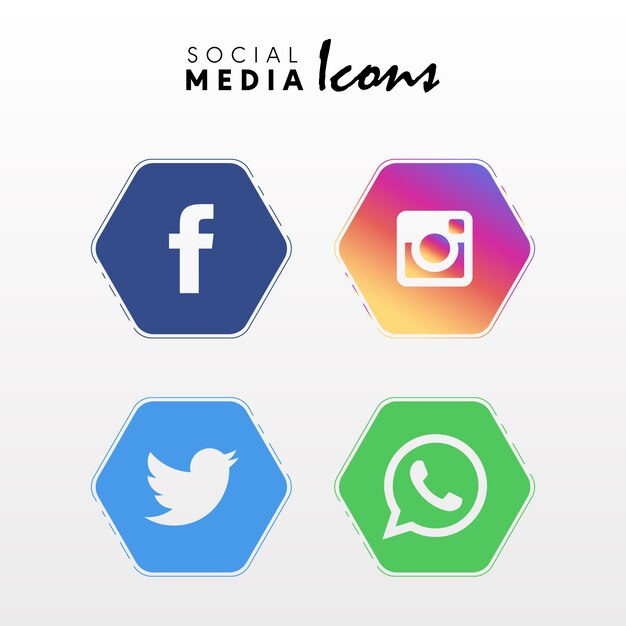 Iconos de redes sociales populares en forma de polígono establecen colección