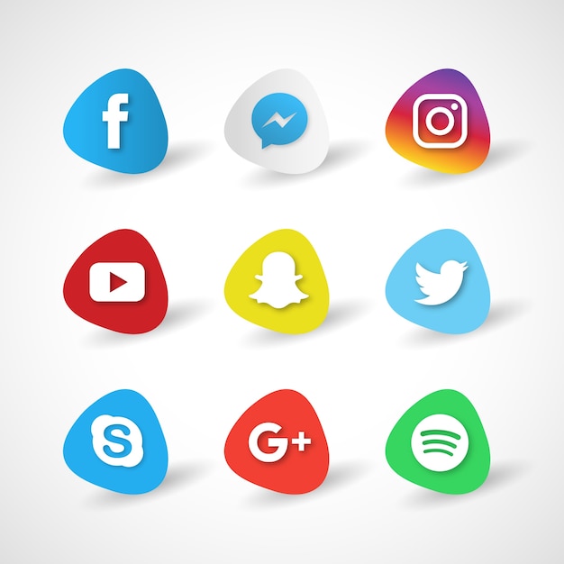 Vector gratuito iconos para redes sociales sobre un fondo blanco